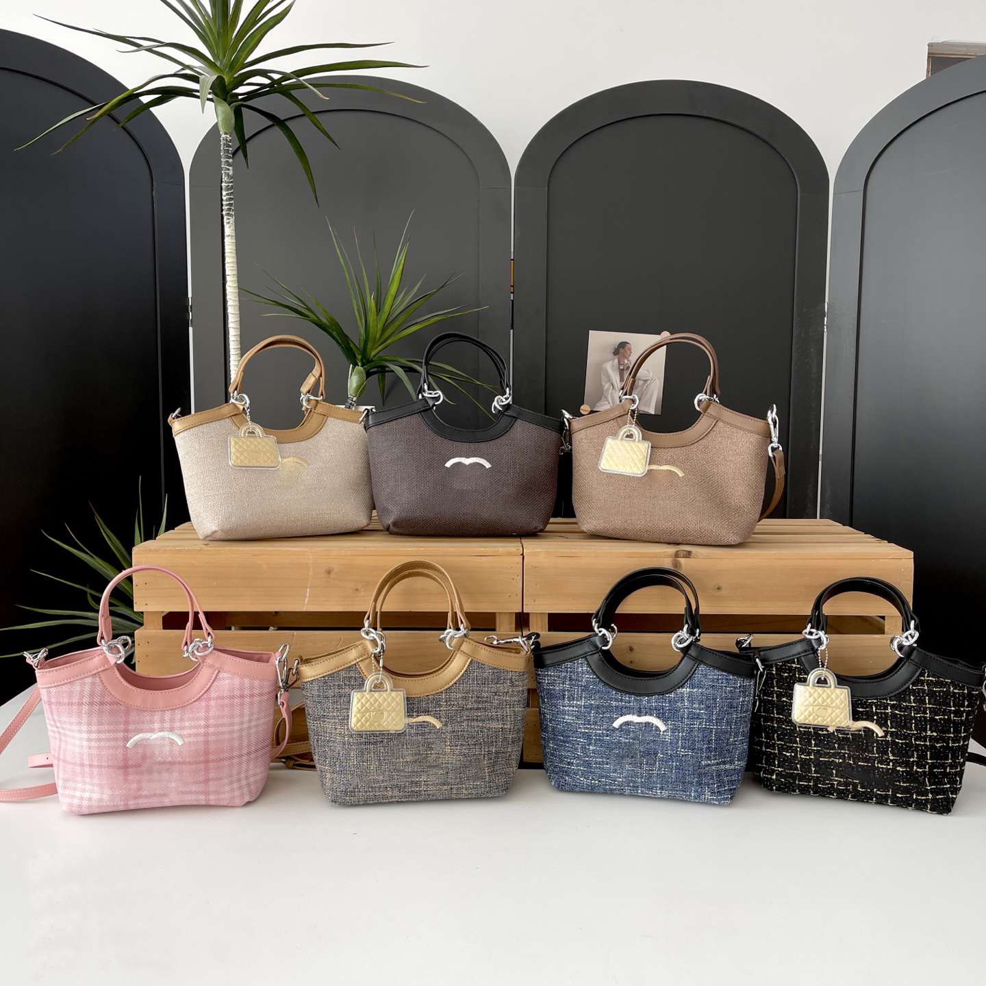 Designer Luxury Basket Tote Bag Women's Woven Tweed Large Capacity Top Handle crossbody pure Shoulder Bag Vintage Quilted Handbag With Padlock