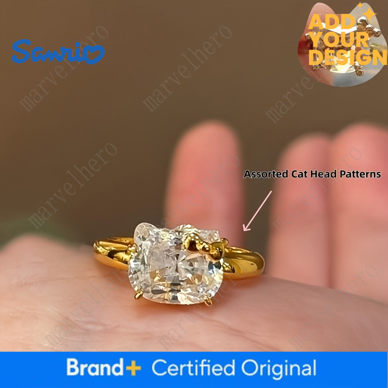 Sanrio Cute Hello Kitty Ultra-Sparkly Light Luxury Ring Accessory