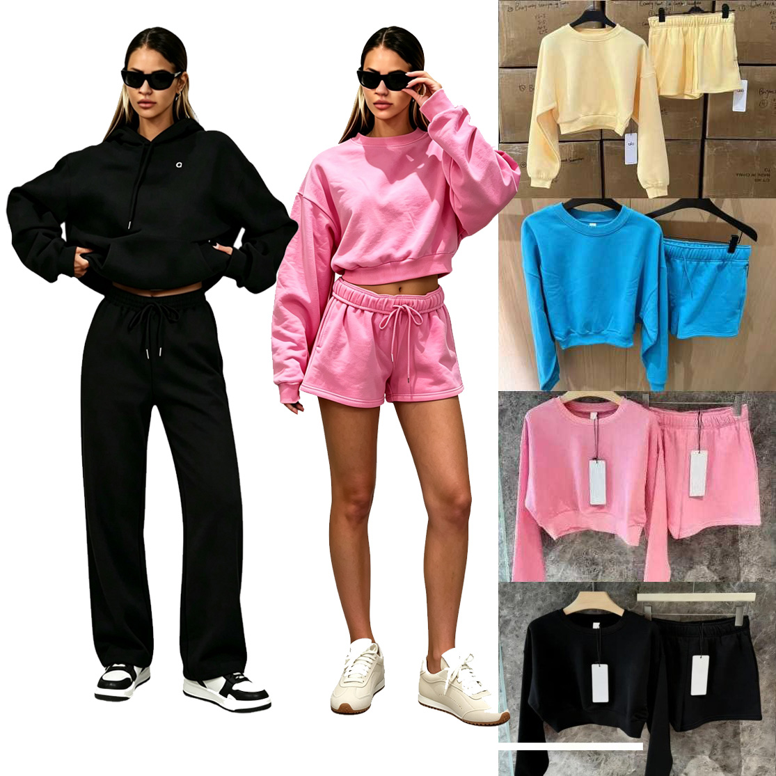 Shorts de créateurs Ensembles de yoga Vêtements pour femmes Débardeur Bleu azur Paradise Rose Sweat à capuche court avec fermeture éclair Sweatsh