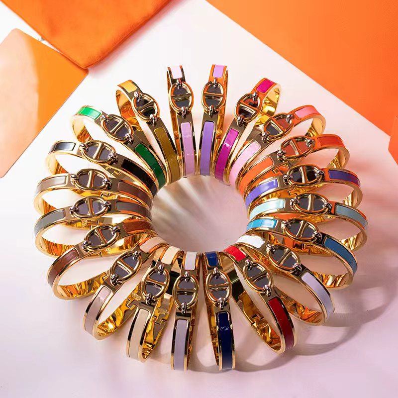 Brand Stainless Steel Pig Nose H Bracelet High Quality Enamel Couple Cuff Bracelet for Men Fashion Women's Designer Bracelet Gift