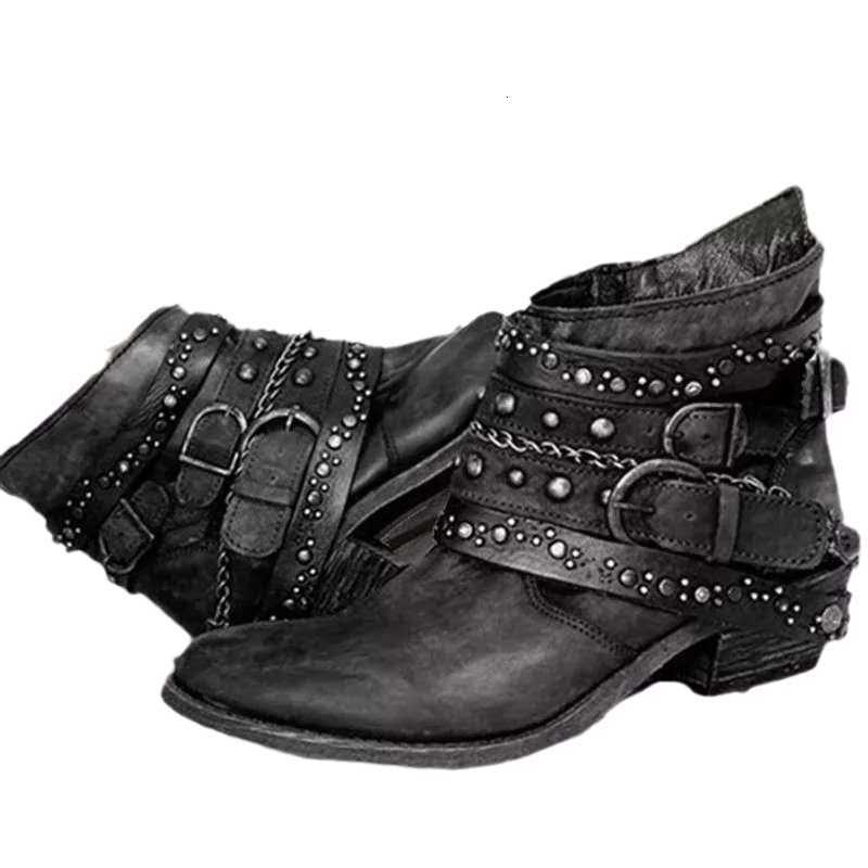 Boots 2023 Women Platform Shoes PU Square Heel Round Toe Side Zipper Soft Leather Female Autumn Winter Motorcycle Boots 36-43 H260828