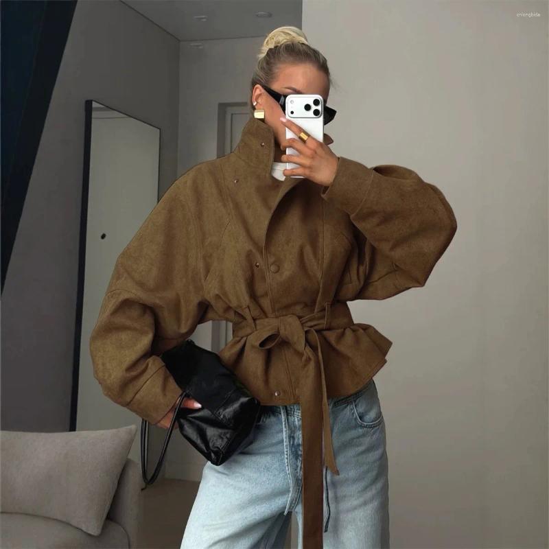 Women' s Trench Coats Retro Solid Color 2026 Autumn And
