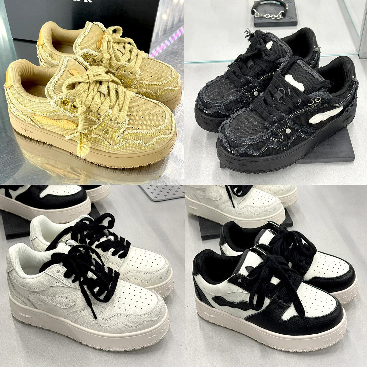smfks casual shoe Panda denim women 10a dress golf luxurys 2026New Fashion RETRO CROSS trainer tassels low Sneaker platform tennis run Designer Outd