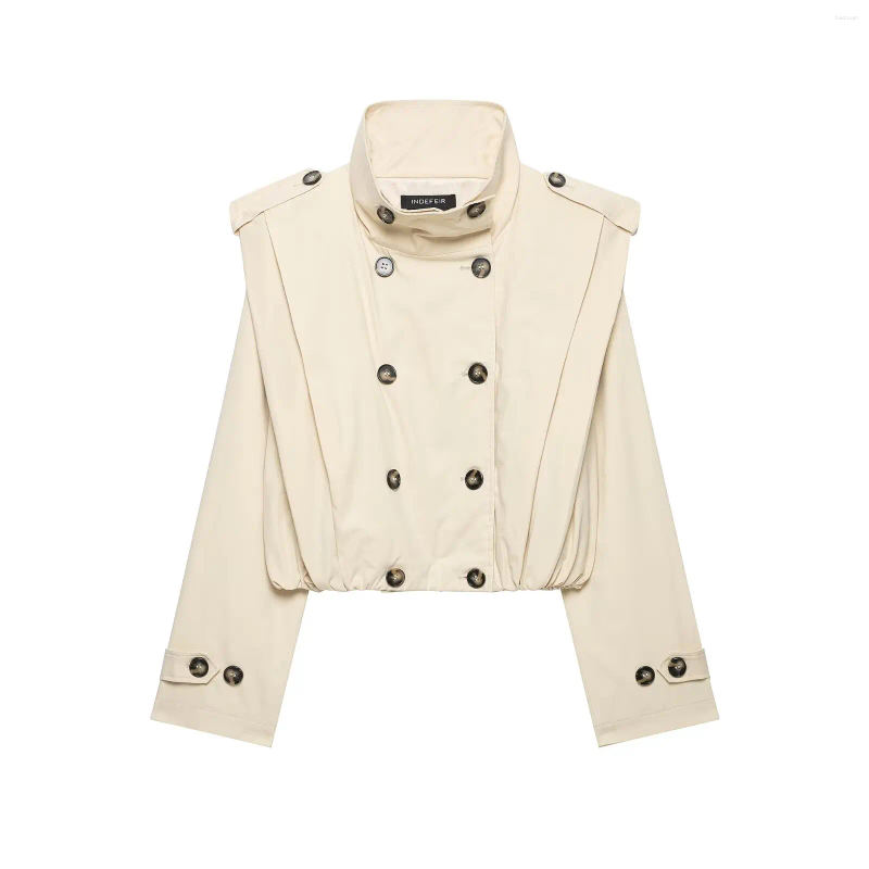 Women's Trench Coats Trenchcoat Jackets Zanban 2026 Cropped Coat Beige Long Sleeve Tops Elegant Fashion Outwear With Button Chic Jacket c6