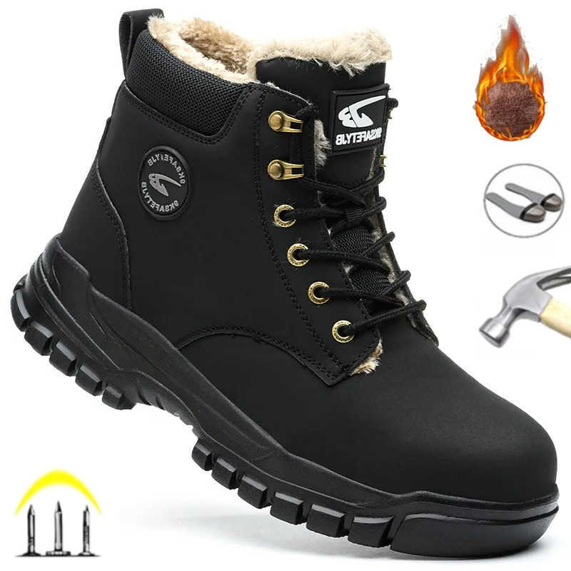 Warm Latest 2024 Fashion Winter Men Work Safety Boots Waterproof Indestructible Steel Toe Cap Shoes Sneakers Male Footwear H260828