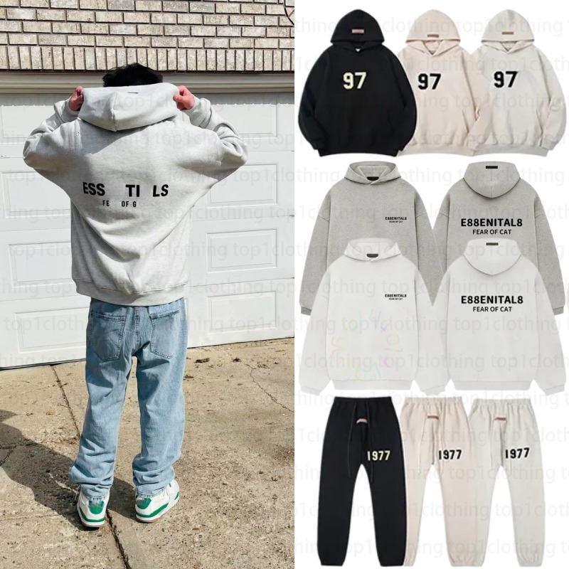 Essentials Hoodies Designer Hoodie Silicone Monogram Print Essintals Hoodie Tracksuits Shorts Shirt Mens Clothes Sweatpant High Street Streetwear Sw