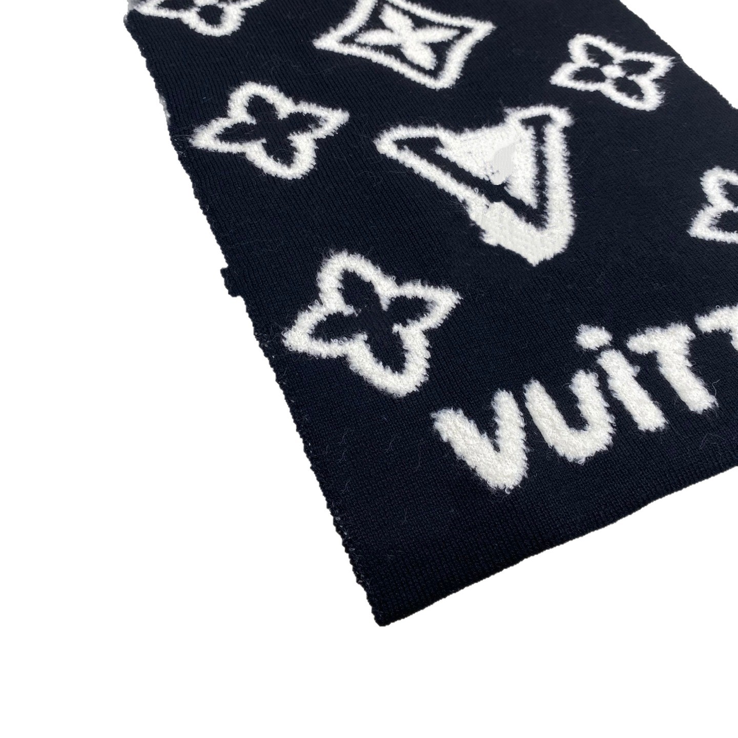 French Designer MS01 Reversible Black White Monogram Knit Scarf Women Floral Letter Pattern Warm Neck Wrap Fashion Accessory For Autumn Winter Z2609