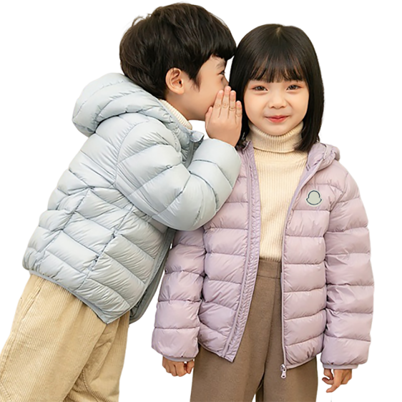 Kid Lightweight Hooded Down Jacket FullZip Warm Puffer Coat Kids Designer Clothes Boys Girl Windproof Portable Winter Outerwear For Toddler Casual O