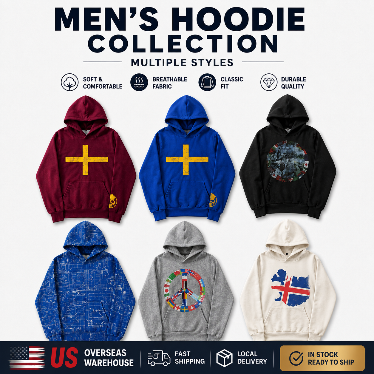 Peaceinwar Mens Graphic Hoodies Sweatshirts Multiple Styles Pullover Hoodie Long Sleeve Casual Streetwear Cotton Top Warm Comfortable Men's Clo