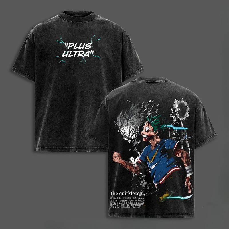 Midoriya Izuku Deku Print T-shirt Anime My Hero Academia Clothing Men Women Cotton Tshirts Retro Washed T Shirt Harajuku Tops 26L0827