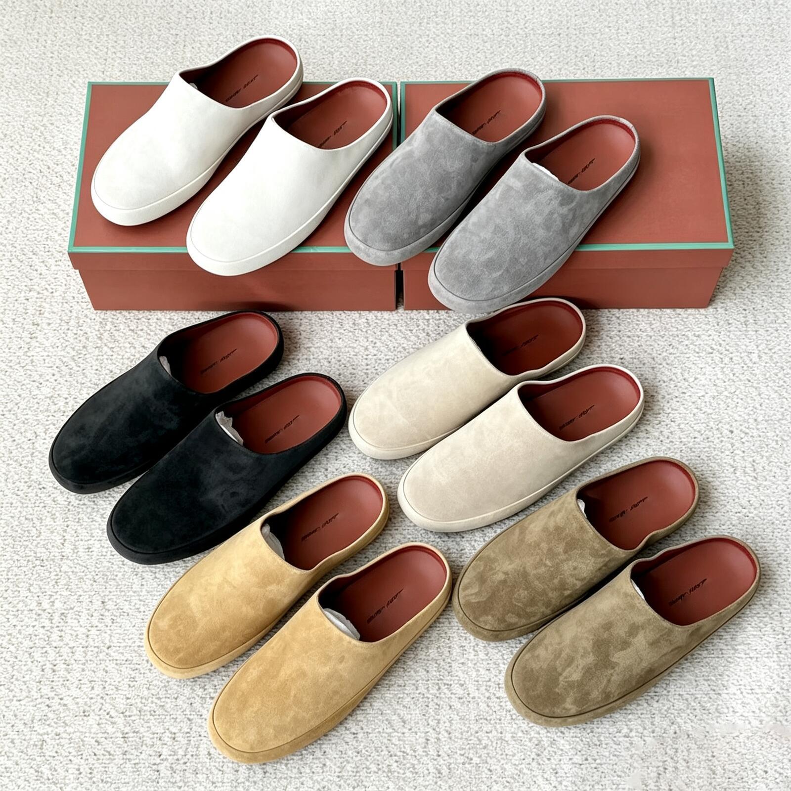 New half slipper sandal Designer slider suede 10a casual Walking Men Mule Tomoris loafers cowhide slip on Summer Baotou slippers luxurys Outdoor cas
