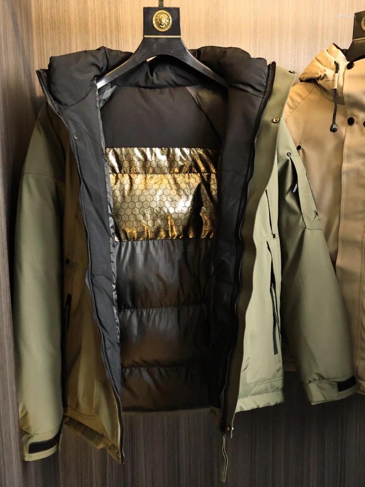Men's Down Outdoor Cotton Jacket Hooded Windproof Thickened Autumn Winter Fashion Urban Style Standard Fit Multi Pocket Casual Wear a0