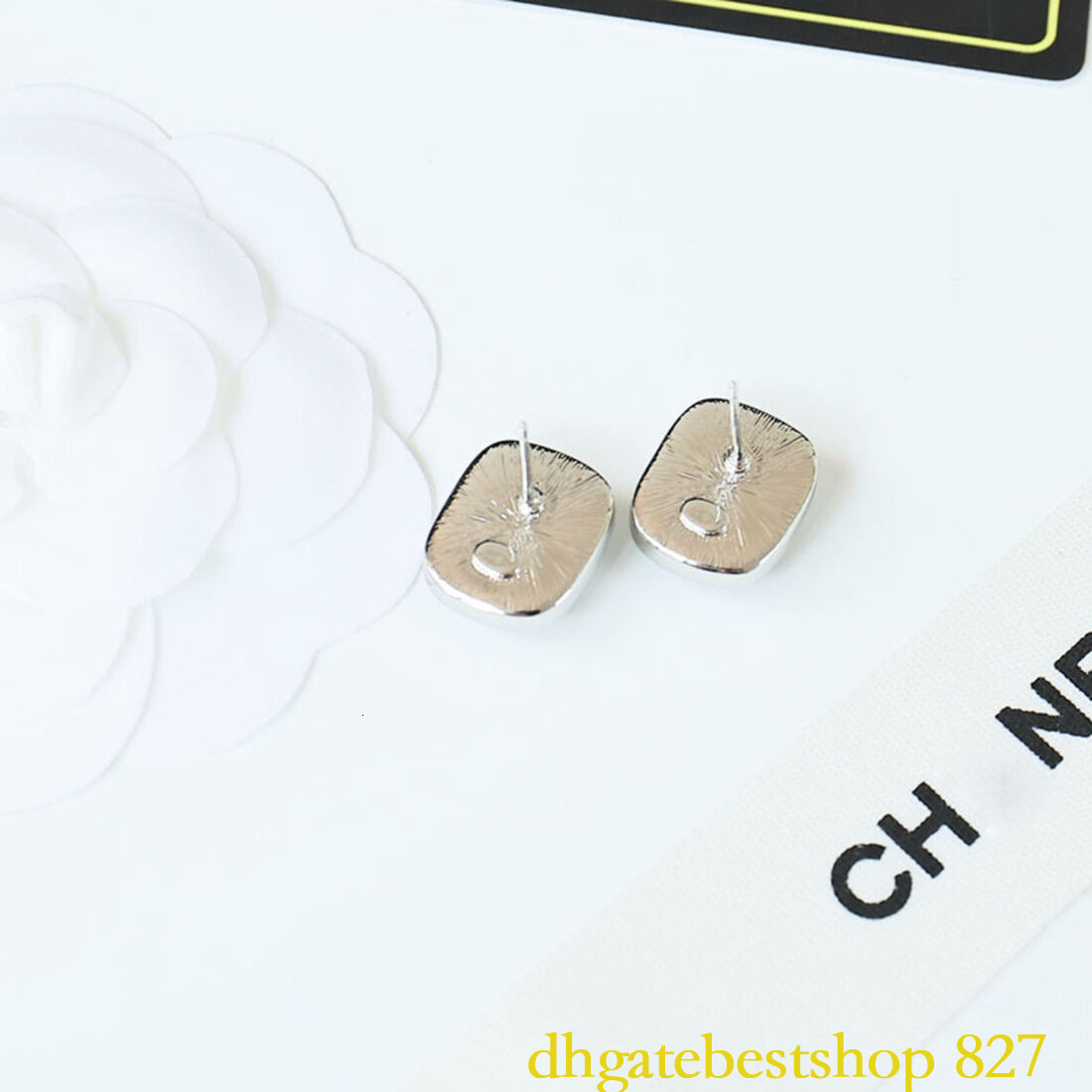 Designer channel earrings New Handmade Sugar Cube Brass Simple Transparent Clear Womens Earrings S925 Silver Pins cc earrings