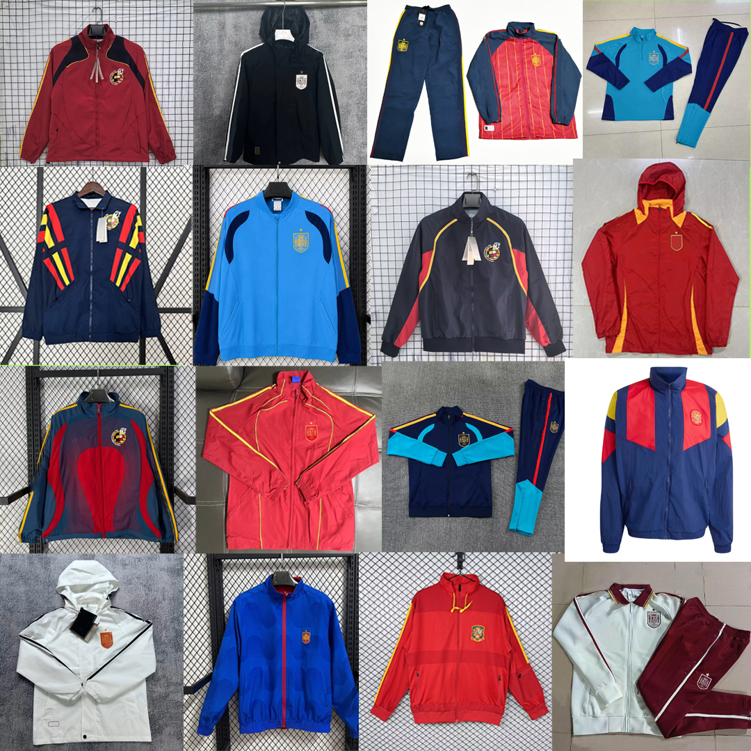 2 star New + Retro Spain 2026 soccer tracksuit kit long sleeve coat MARTINELLI football shirt jersey windbreaker Two-sided suit 2010 1996 kit zip