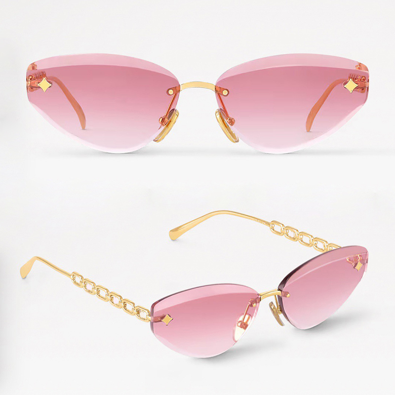 Jewel Low Cat Eye Sunglasses For Women Luxury Designer Sunglasses Z2986U Z3015U Fashion Rimless Eyewear Pink Gradient Ladies Metal temples glasses