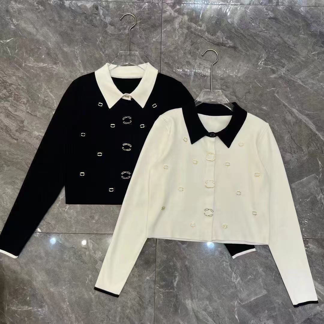 26SS Designer Spring/Fall New Women's Knit Sweaters, High-Quality Lapel Button Letter-Decorated Women's Jackets, Asian Sizes S-XL