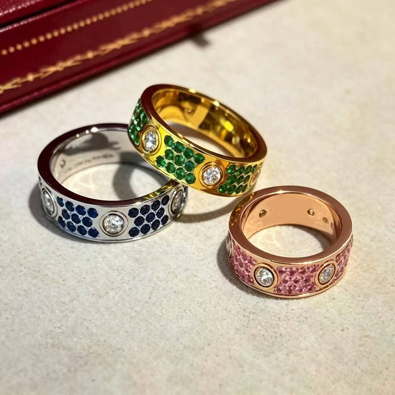Brand Love Ring Starry Sky Diamond Ring High Quality Luxury Jewelry Stainless Steel 18K Gold Waterproof Wedding Ring Designer Matching Rings For Men
