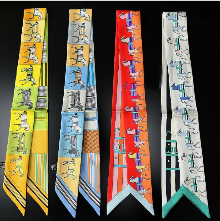 Long Designer Fashio Summer New Horse Style Girls Silk Scarf Bag Ribbon Headband Womens Tie Short Hair Decoration 5x90cm