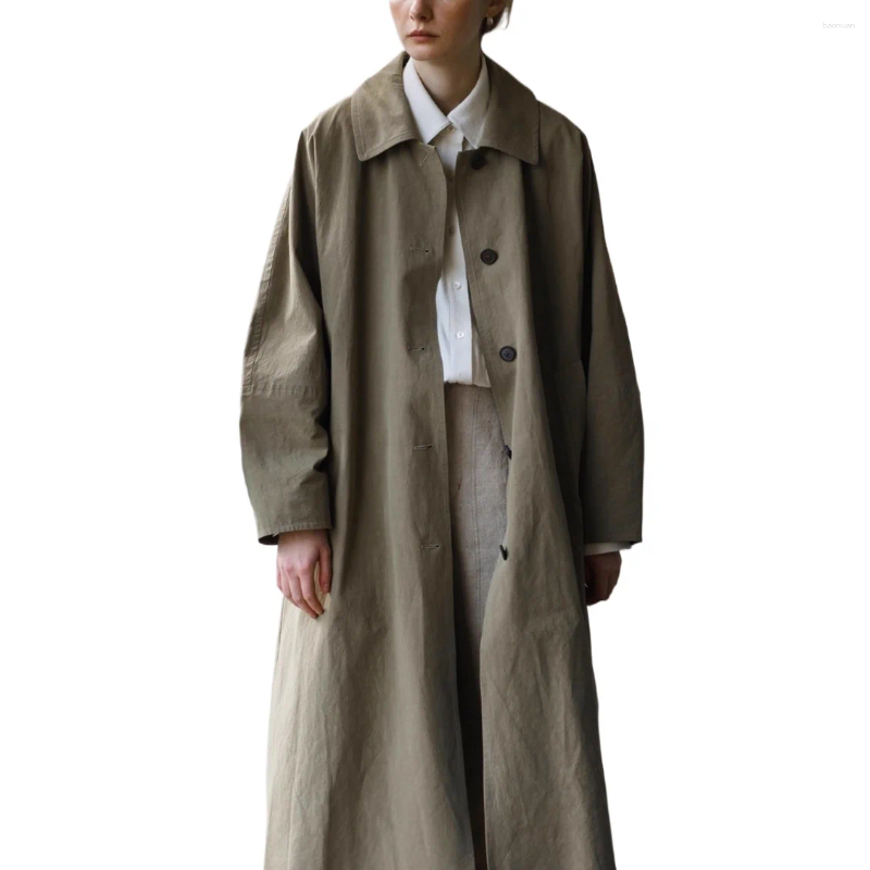 Women's Trench Coats 2026 British Style Mid Length Windbreaker Coat Retro Simple Loose Versatile High end 2a