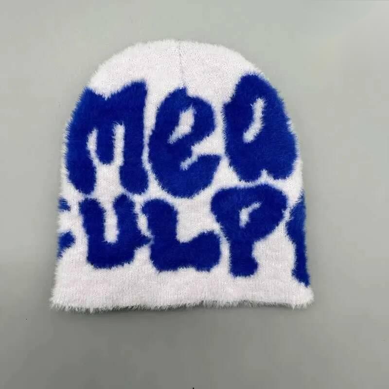 Beanie/Skull Caps High quality Mea Culpas fuzzy Beanies fur knitted custom Y2k Mohair soft winter womens hat bxd
