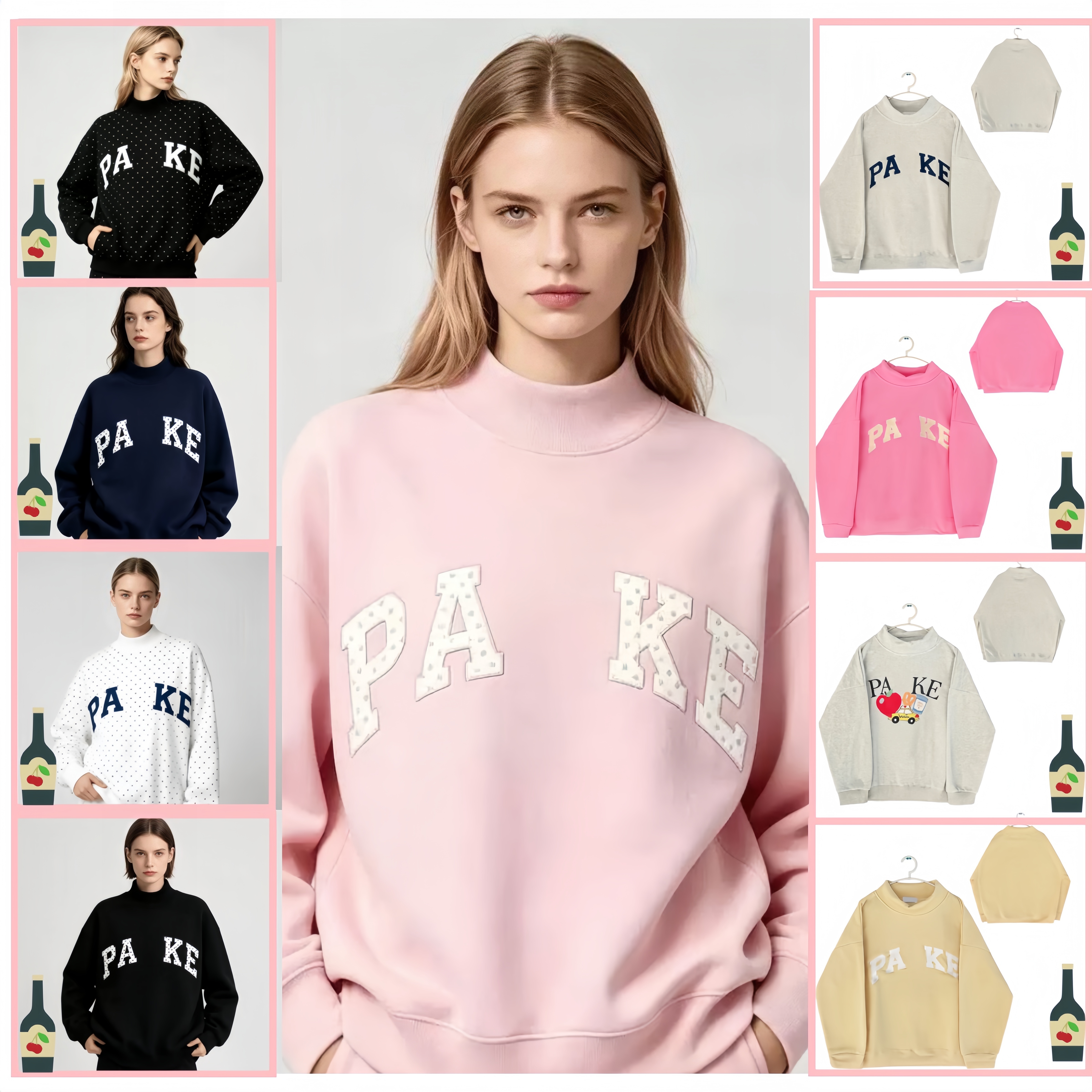 parke sweat col montant femmes sweat à pois broderie lettre imprimer manches longues épaule tombante pull à capuche décontracté tissu doux street