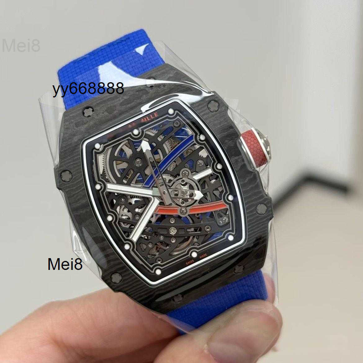 Limited Edition Ultra-thin 7.8mm Luxury mens watch Mechanical Wristwatch Automatic Watches Rich M 67-02 Series Watchs Tourbillon Hollowed Watch Carb