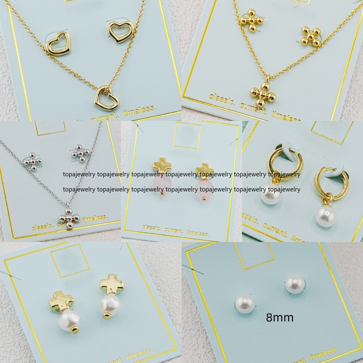 earrings enewtons earrings designer for women luxury jewelry stud New Gold Bean Silver Bean Earnail Cross Powder Crystal Gold Pearl Love earings Chr
