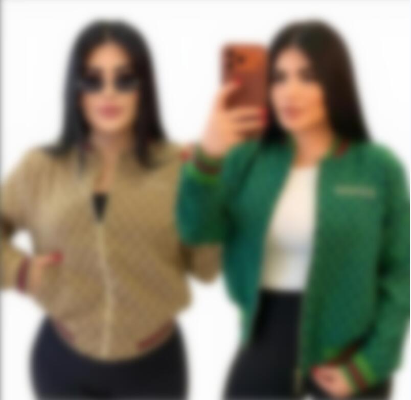 Designer Green color luxury Women's zipper up cardigan stylish jackets luxury stripe baseball collar Casual jumper outfit coats