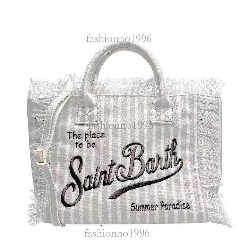 High Quality Designer saint barth bags European And Luxury Bag American New Women Large Capacity Wallet Casual Beach Canvas Striped Tassel Handheld