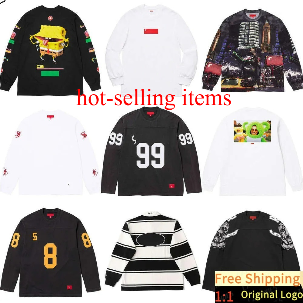 Supremely Shirt Men's Designer T Shirt Embroidery Letter Patter Print Long Sleeve Shirts Graphic Tee Vintage Hip Hop Polo Shirt Casual Loose To