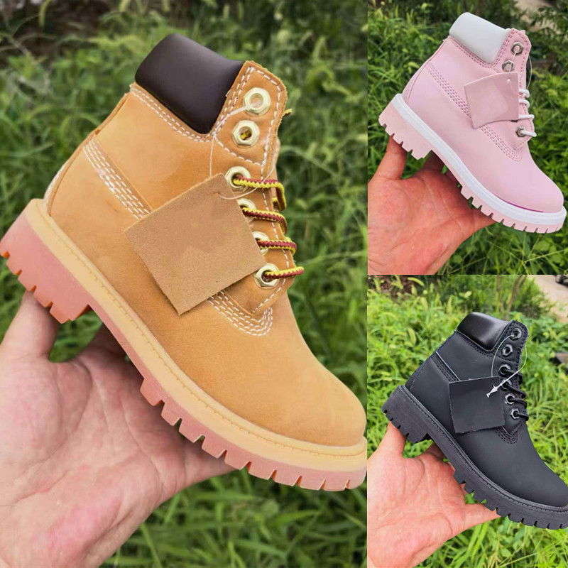 Lace-up Youth 6-Inch Waterproof Boot Big Kid Boys Gilrs Sneakers Padded Leather Collar Rubber lug outsole Warm and Comfortable Grade School Teen Tra