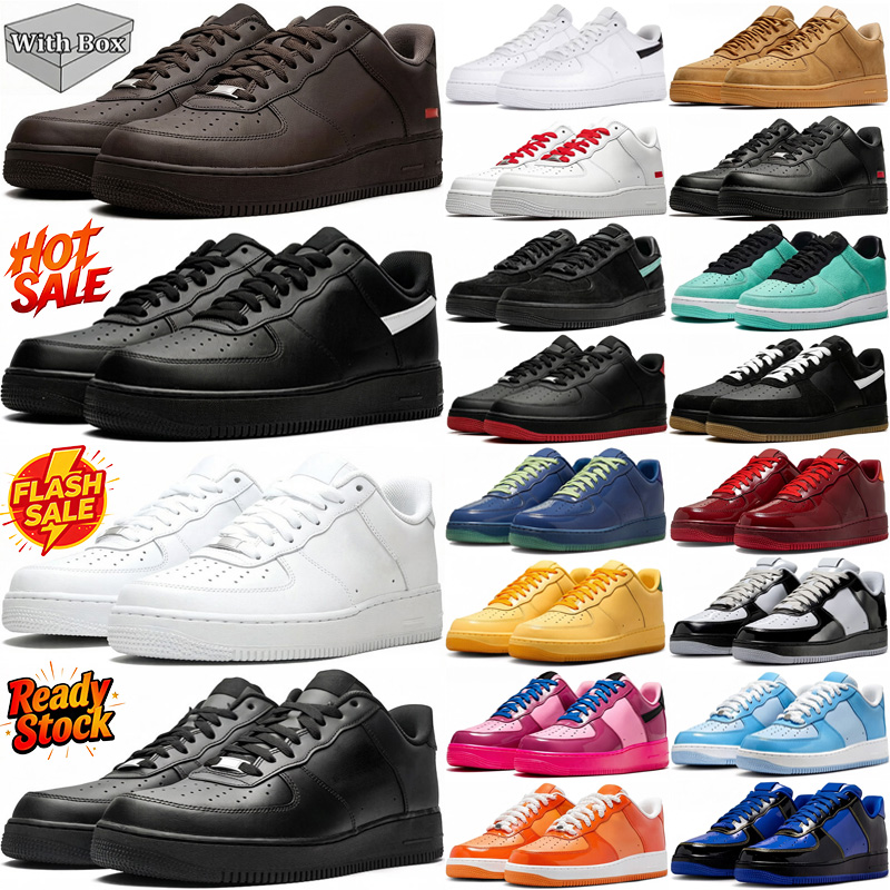 With Box Designer airforcee 1 running shoes men women one low Triple White Black Wheat Mystic Navy Red Pink mens plate-forme sneakers outdoor traine