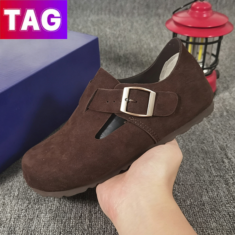 Designer slides London slippers men women shoes clogs Sandals high quality suede leather Boston Soft footbed mens sliders Casual mules Favourit loaf