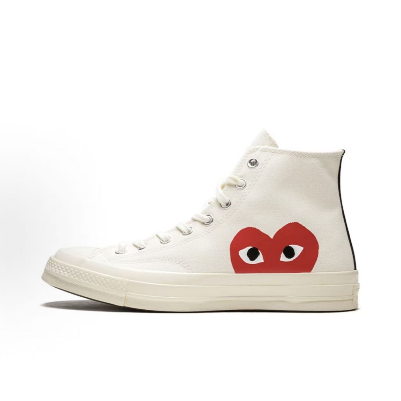 Converse x CDG Play Chuck Taylor All Star 70 Unisex Heart Print High Top Canvas Shoes Lightweight Trendy Minimalist Solid Color Retro Stylish Classi