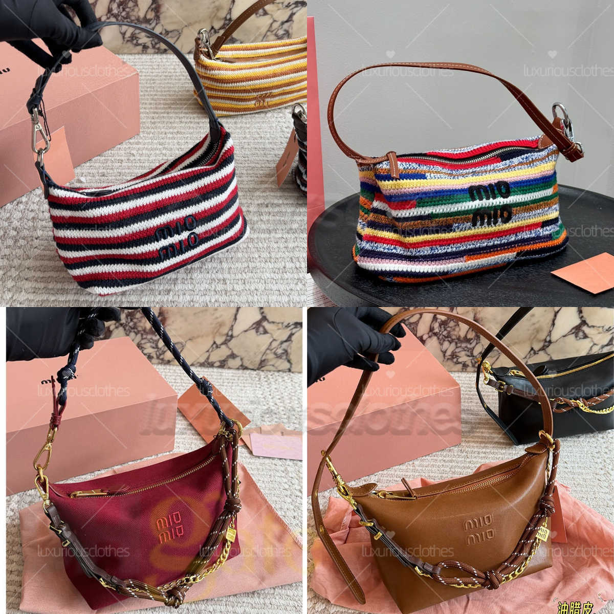Designer Rainbow Straw Totes Bag Colorful Handmade Crochet Bag Crossbody Weave grass Hobo Beach Bag Summer Stripes Handbag Navy blue Embroidery Lunc