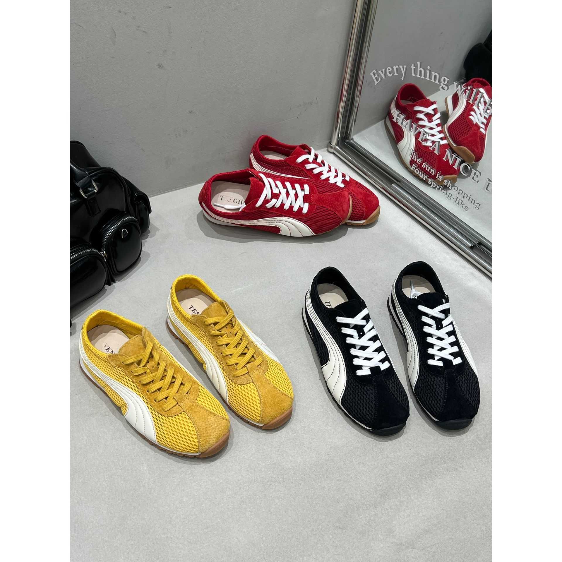Pre-order 2027 Summer New Model Ultra-Breathable Mesh German Training Shoes with Contrasting Color Laces Casual Versatile Ugly-Cute Women's