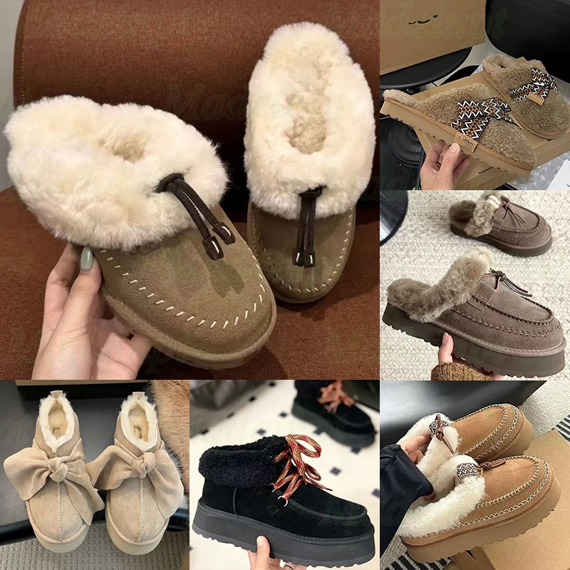 Designer Tasman Slippers Mens Womens Tazz mustard seed Chestnut Sand Fur Slides Sheepskin Classic Ultra Mini Platform Boot Fall Winter Warm Slip-on