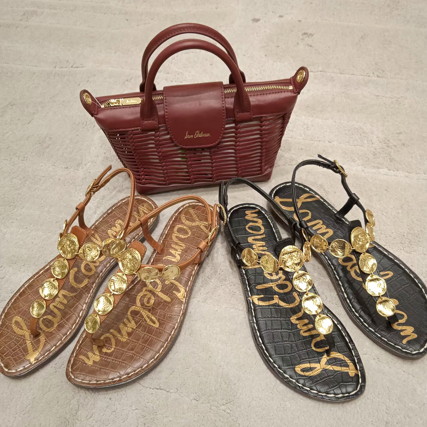 10a Sam Edelman Toe clip slippers Croc Embossed Leather Summer Outdoor Designer slide luxury Coin womens Fashion Sandals casual shoe thong Gigi Ray