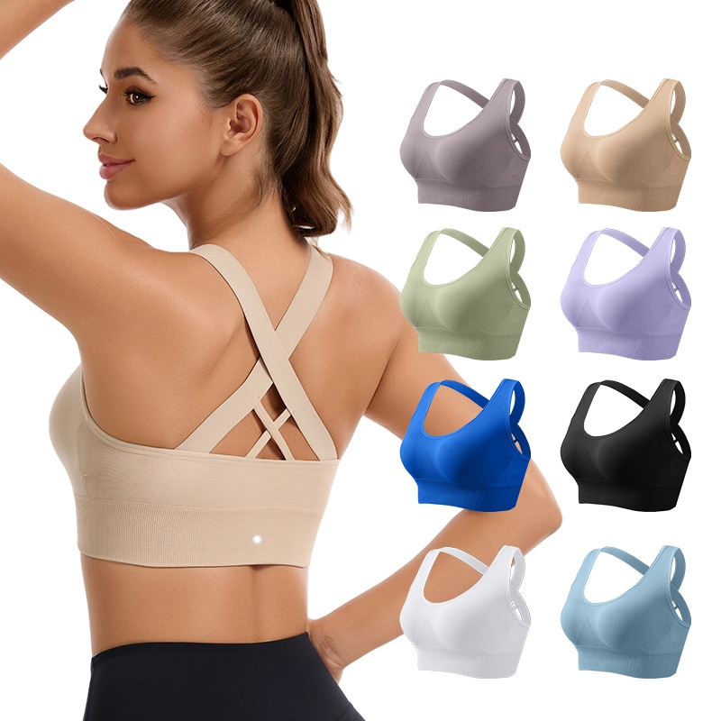 LHigh-Support Running Sports Bra Shock-Absorbing Slim-Fit Plus Size Cross-Back Quick-Dry