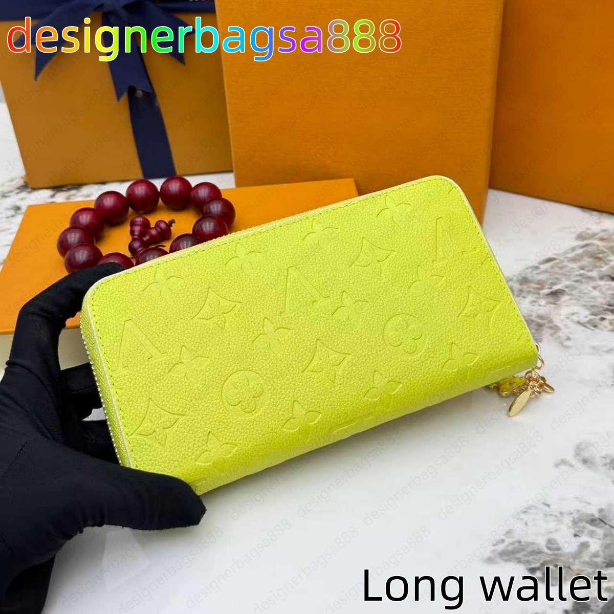 Designer Long wallet denim wallet leather wallet zipper long card holders coin purses Paris Grid Golf Wallet Men's wallets Black embossed walle