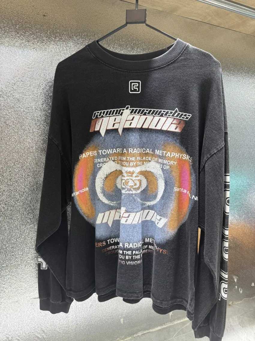 Oversize 26AW Heavy Fabric Unisex RRR-123 Tops T Shirt Washed Black White RRR123 T-shirt Men Women Printed Cotton Tee X260827