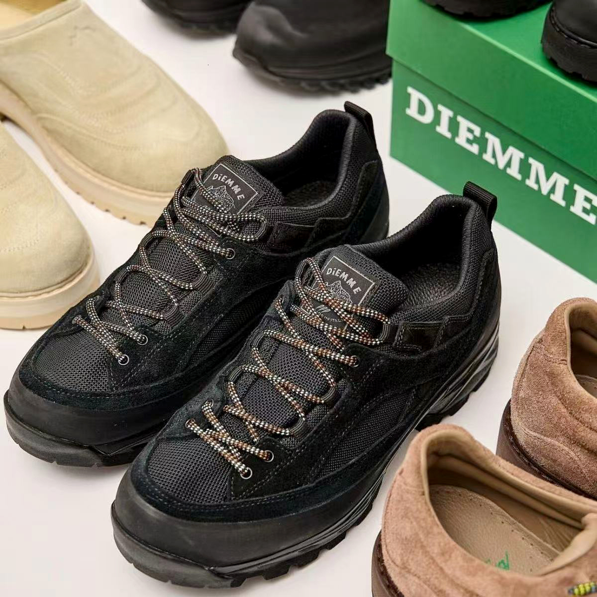 Mesh leather Hiking Trekking Sneakers Luxury Non-Slip Rugged Thick Lug Sole Lace-Up Shoes Designer Laces Outdoor Trail Casual shoes Men Mountain Wal