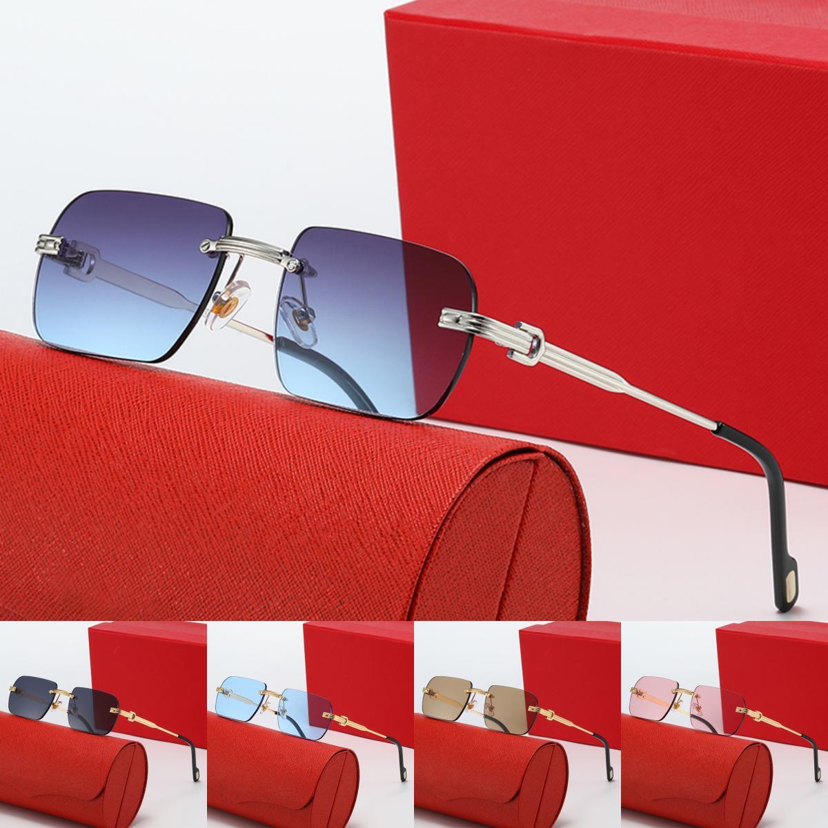 Vintage Sunglasses Men Designer Glasses Women Outdoors Driving Glasses Fashion Irregular Frameless Square Sunglasses Unisex Rimless Cross Rimless Lu