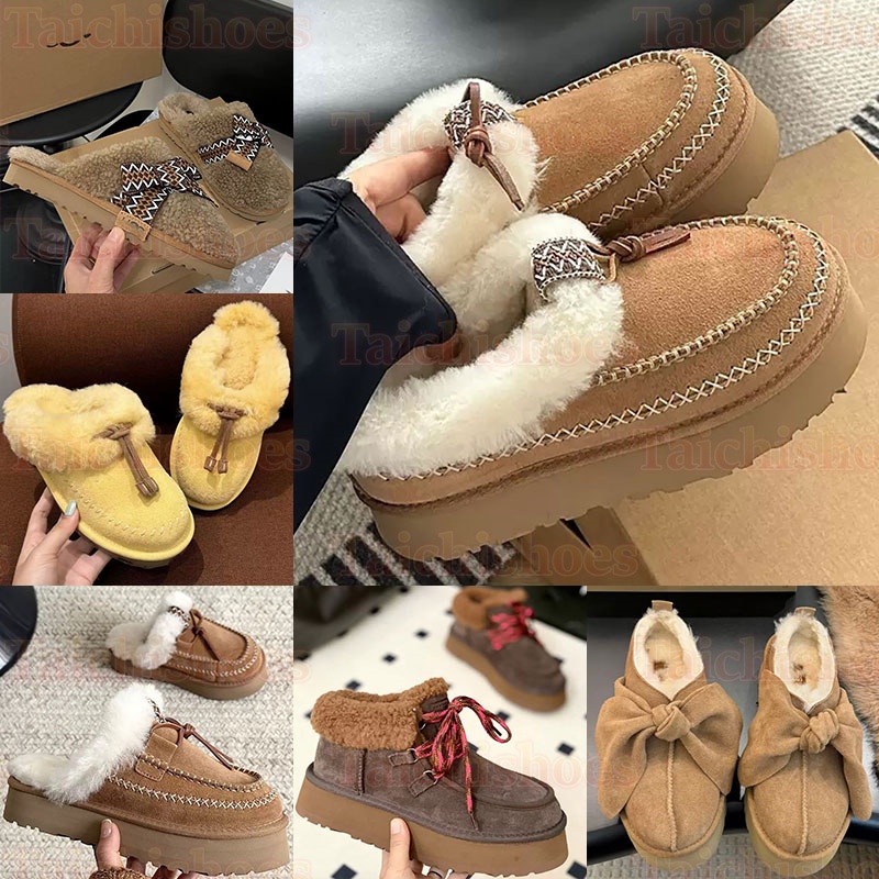 Designer Tazz Womens Mens Fur Slippers Classic ultra mini platform snow boot Fall Winter boot Warm Wool Shoes outdoor Tasman Suede Shearling platfor
