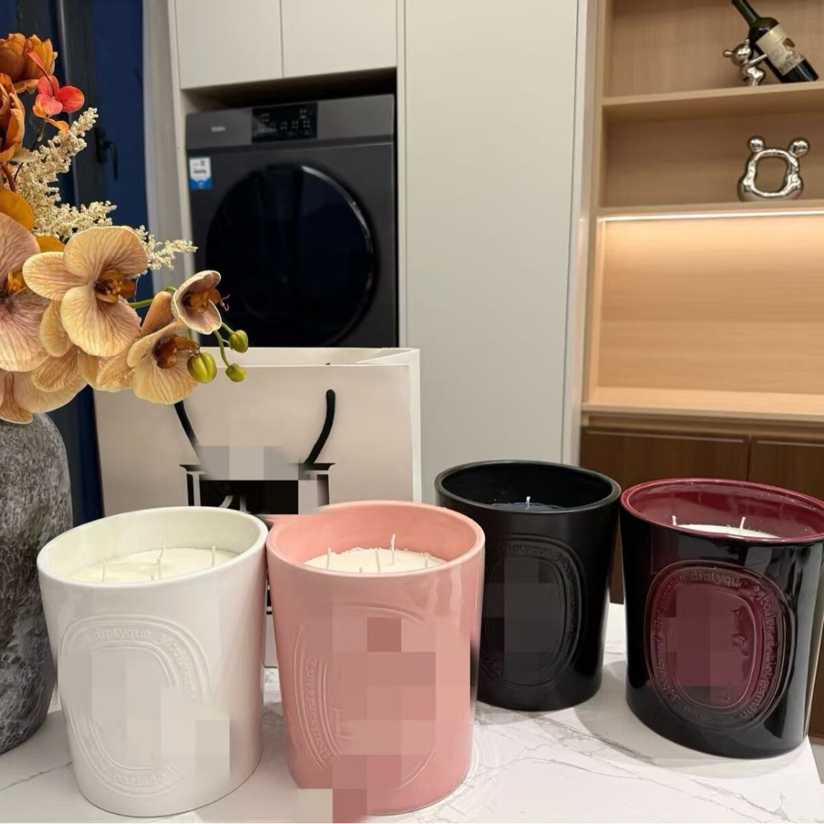 D large pink rose No. 34 1500g candle in ceramic jar with gift box Tipu Home full set packaging