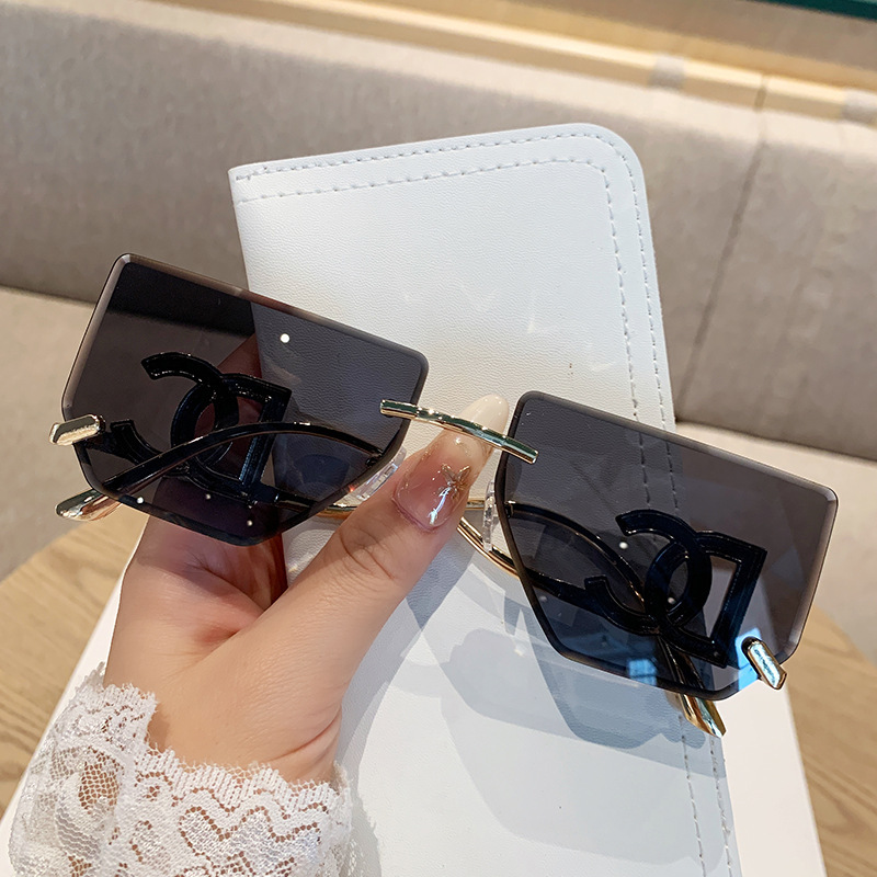 New Model Luxury Alternative Metal Sunglasses For Women With A High-End Feel, Rimless And Beveled Edge