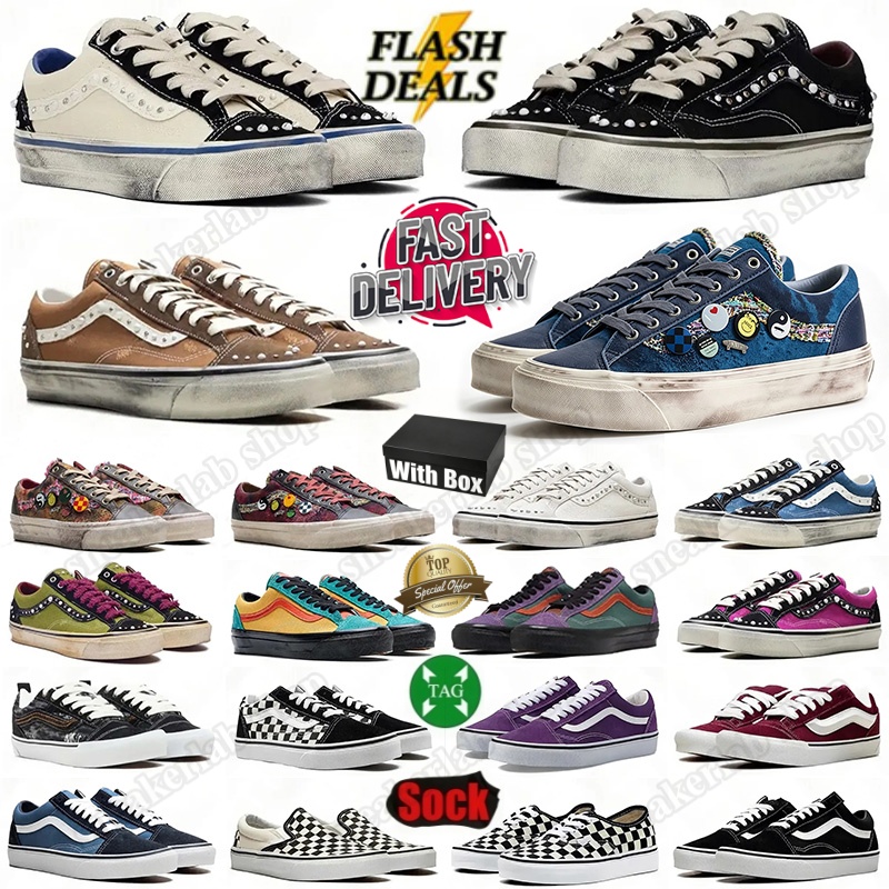 With Box Skool 36 Premium Pearlized Designer Luxury Pearlized Van Shoes New Sneakers Men Women Classic Comfortable Retro Low-Top Versatile Trendy Sn