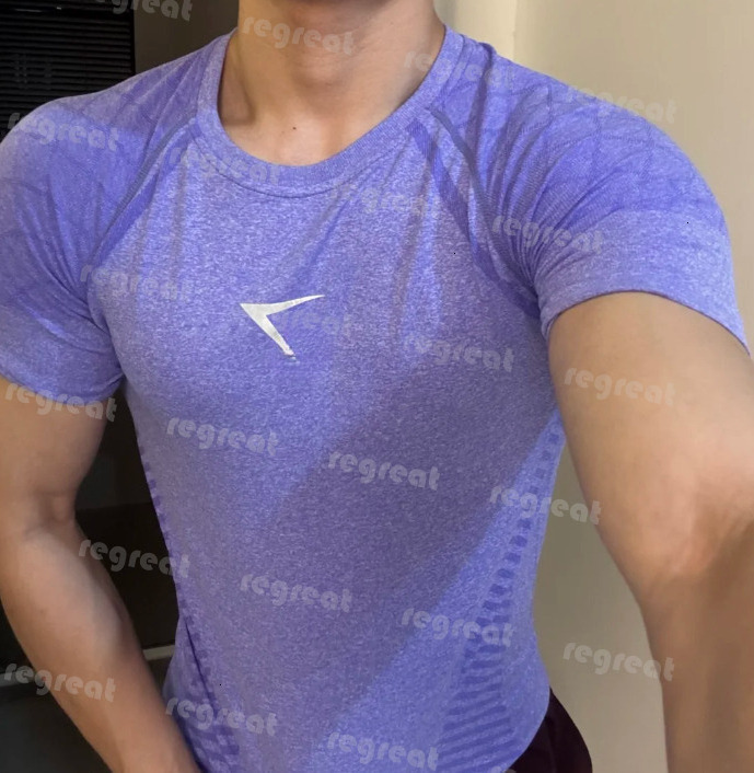 GYM set men devant shirt sharkes mens T Shirts Gym Clothing Men Round Neck GYM sharkes set men Short pants Sports Long Sleeved Run Fitness Vest Casu