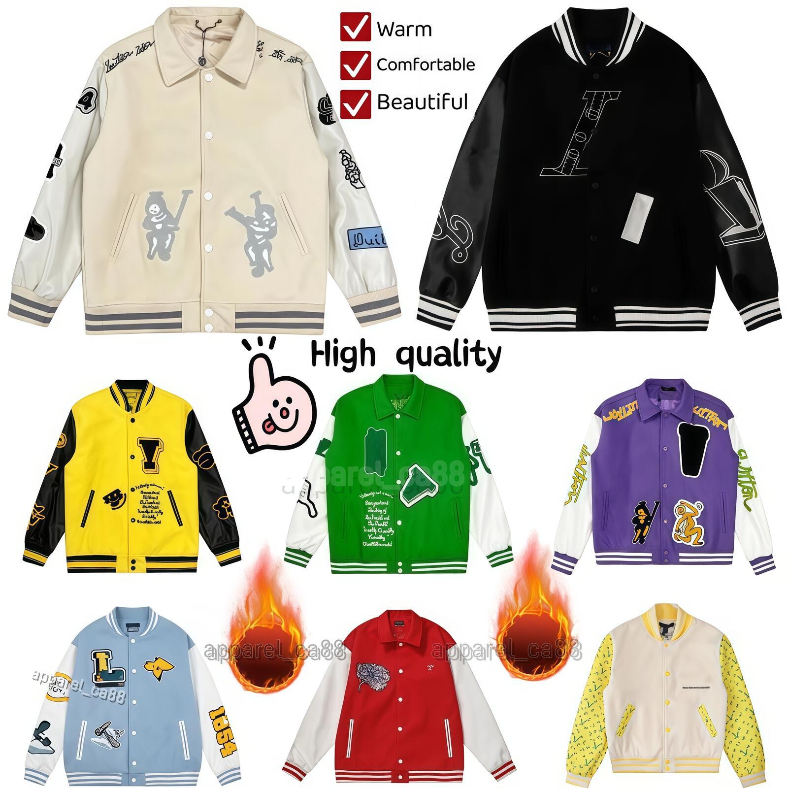 Designer Baseball jacket Mens Jackets loose varsity cking leather long sleeves uniform jacket single breasted warm winter down jackets waterproof lo
