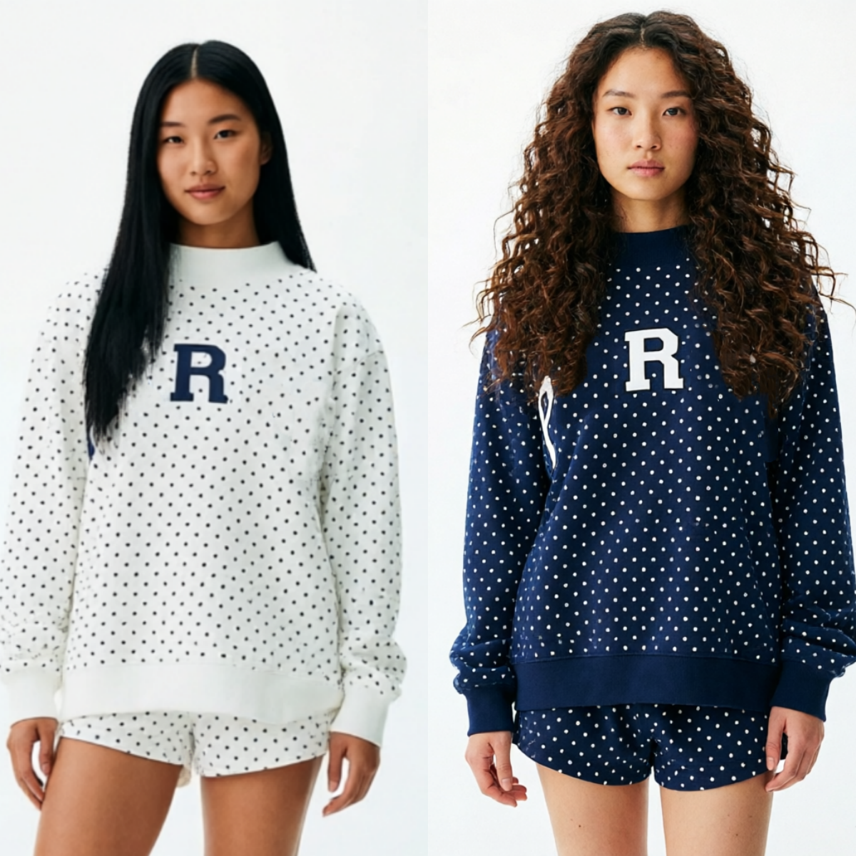 E7339 PAR Début de l'automne Sweat à capuche à pois pour femme avec lettre brodée Col montant Col montant Automne Imprimé Patchwork Pull pour dam